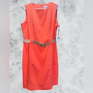 Calvin Klein Vibrant Orange Dress w/ Belt